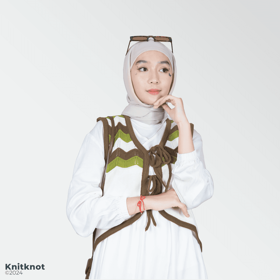 Waves Knitted Vest - Green Forest