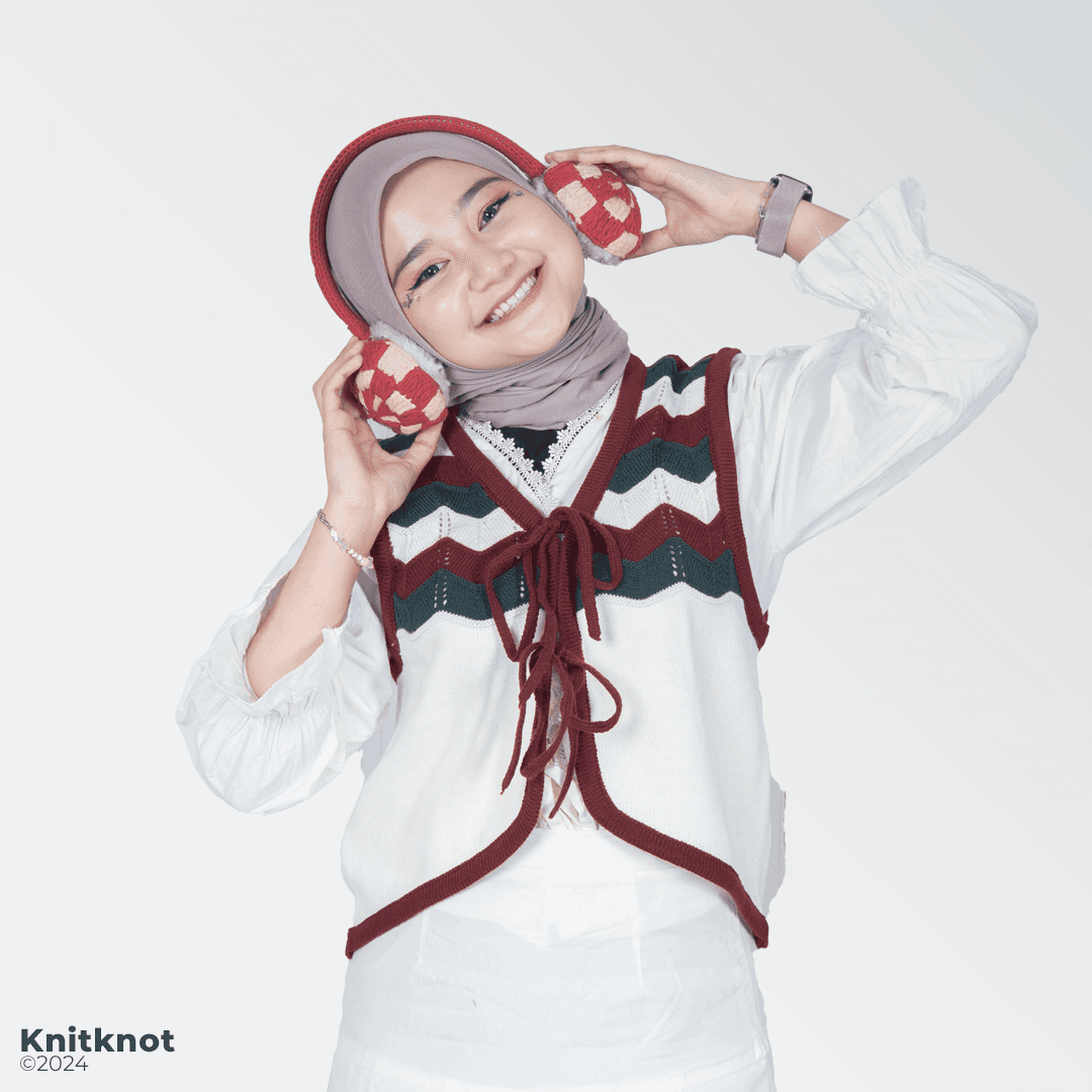 Waves Knitted Vest - Forest Maroon