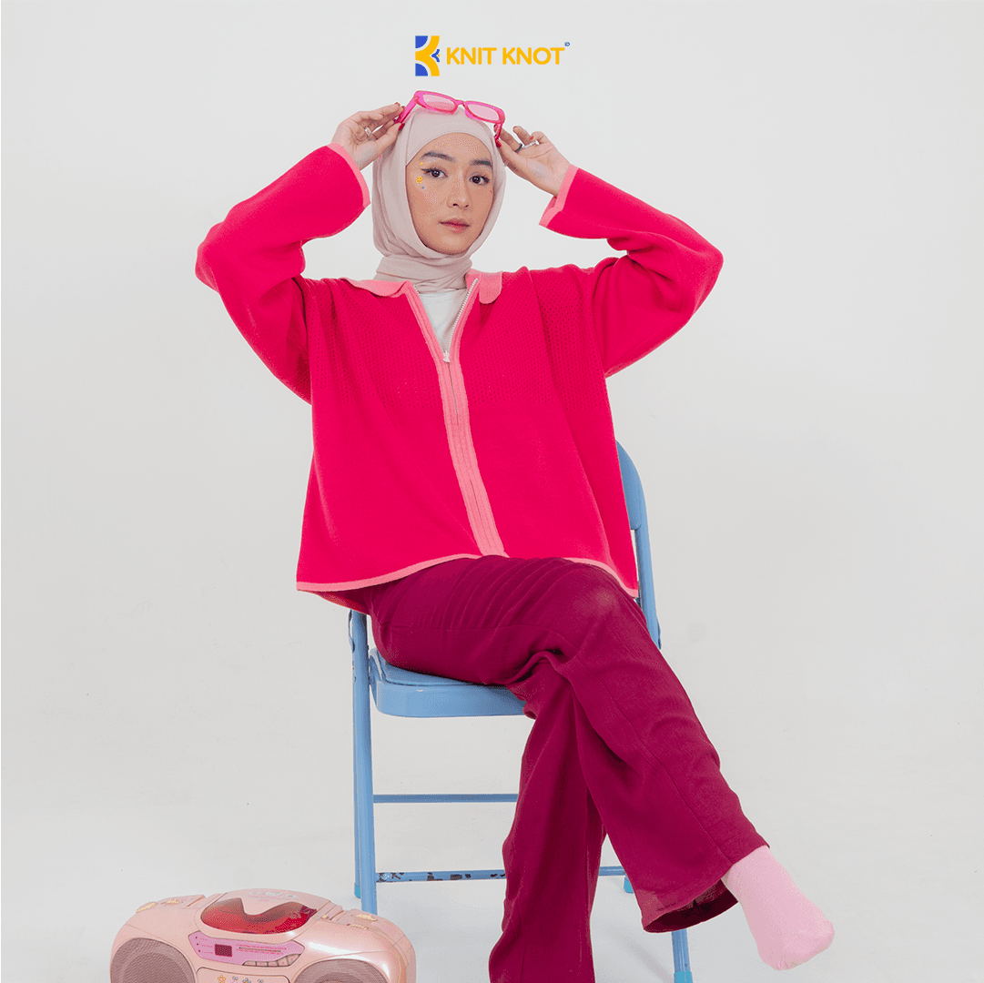 Knitzy Crop Knitted Sweate - Pink Horizon