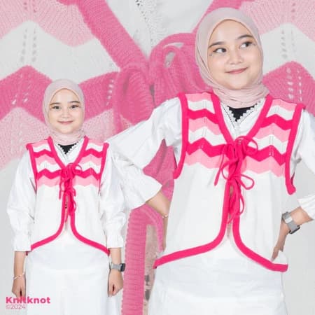 Waves Knitted Vest - Pink Lavender