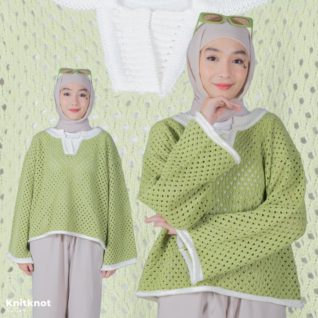 Lily knitted Sweater- Avocado White