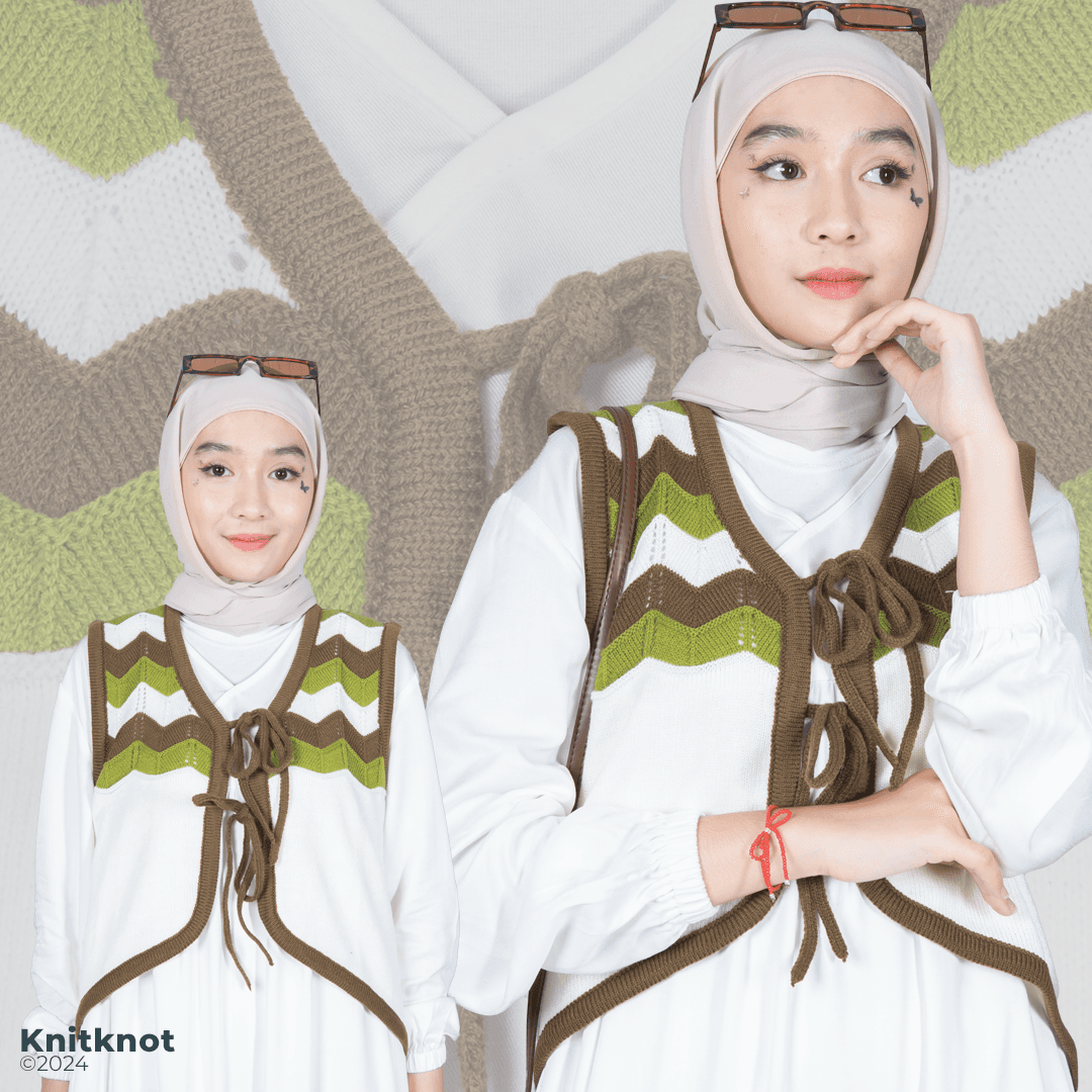 Waves Knitted Vest - Green Forest