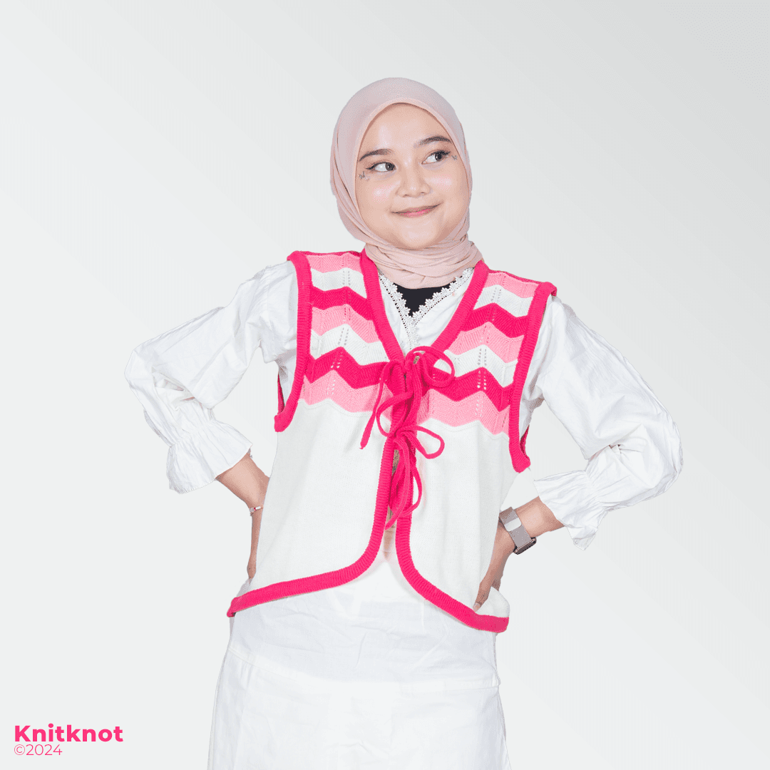 Waves Knitted Vest - Pink Lavender