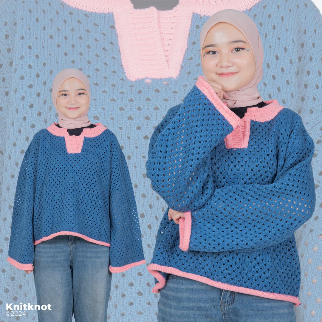 Lily knitted Sweater- Pinky Blues