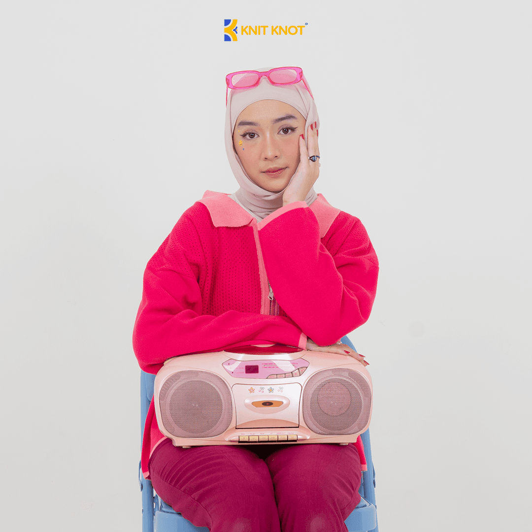 Knitzy Crop Knitted Sweate - Pink Horizon