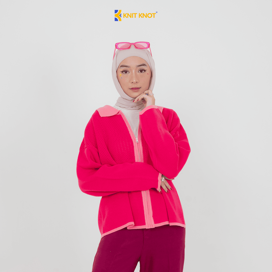 Knitzy Crop Knitted Sweate - Pink Horizon